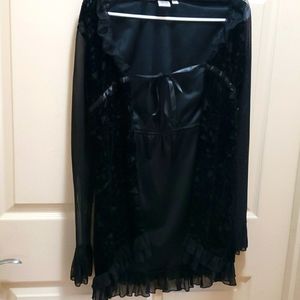 Dream girl black velvet lace sheer top